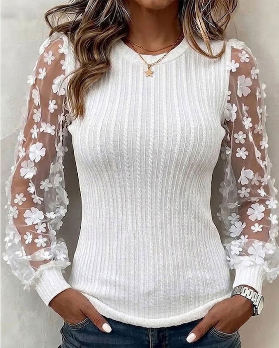 Strikket Top Blonde Net Ærme