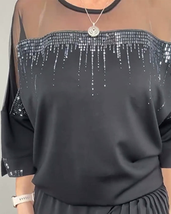 Bluse Mesh Splejset Løs