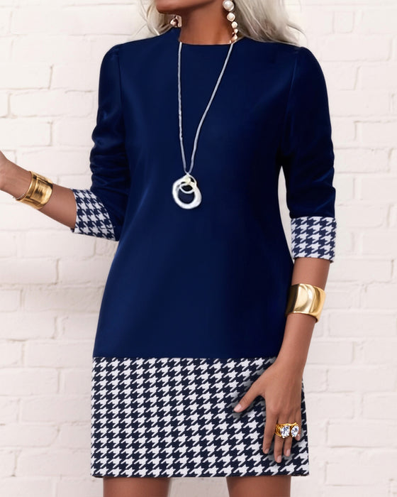 Kjole Hundetand Indsat Langærmed