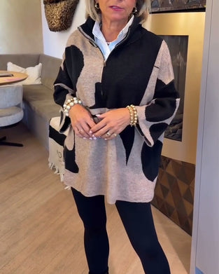 Pullover Med Halv Lynlås Og Moderne Stående Krave