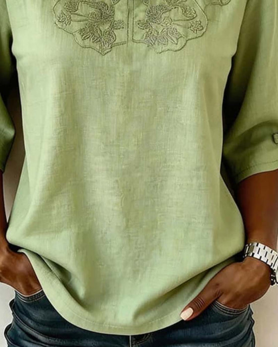 Bluse Frog Knap Mandarin Krave Kinesisk Stil