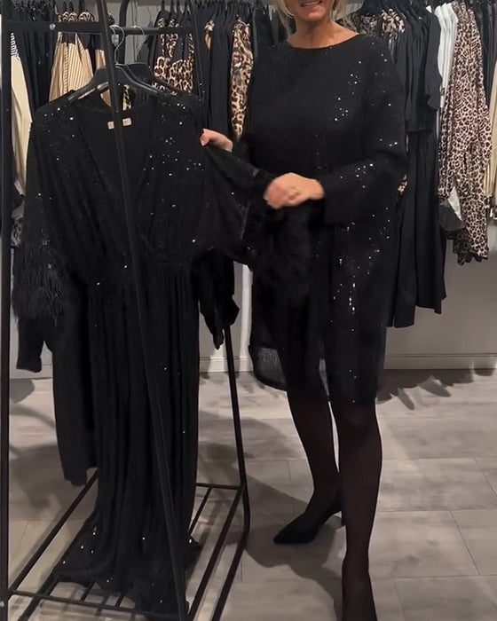 Kjole Elegant Backless Strappy Sequin