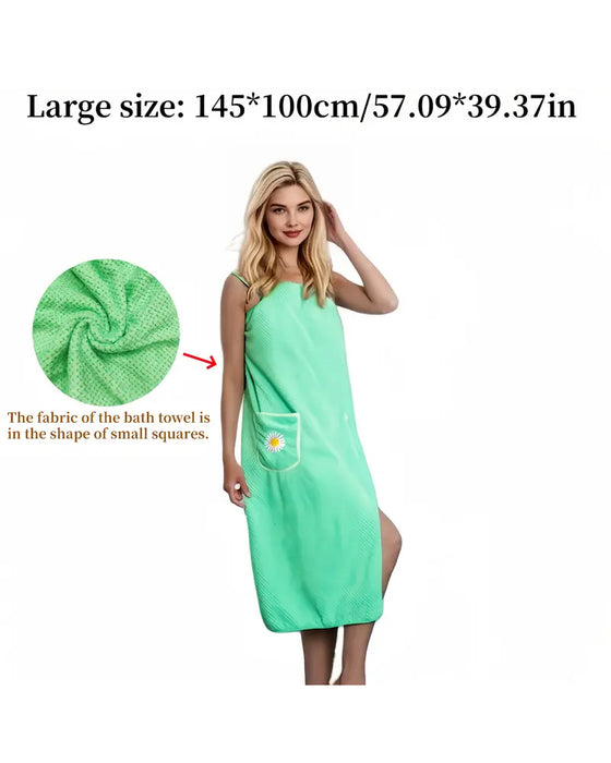 Blød Absorberende Hurtigtørrende Barber Badehåndklædesnørret Skørt Med Blomstermønster Lomme