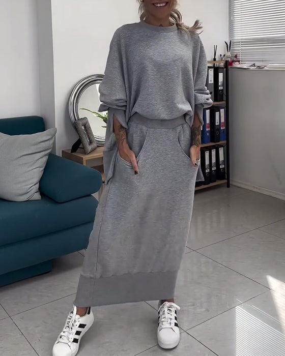 Sweatshirt & Nederdel Sæt Sammenhørende