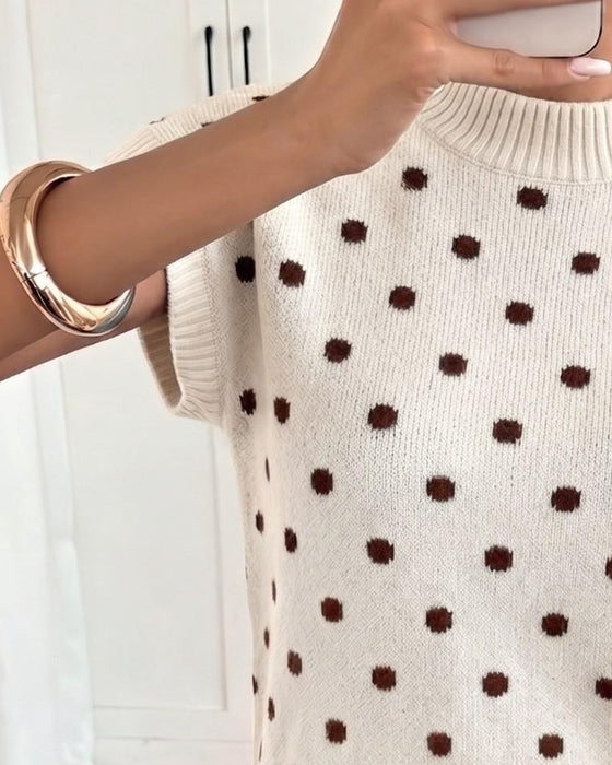 Pullover Turtleneck Prikket Kort Ærme