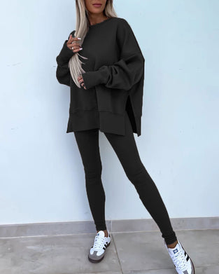 Sæt Slim Bukser Løs Sweatshirt