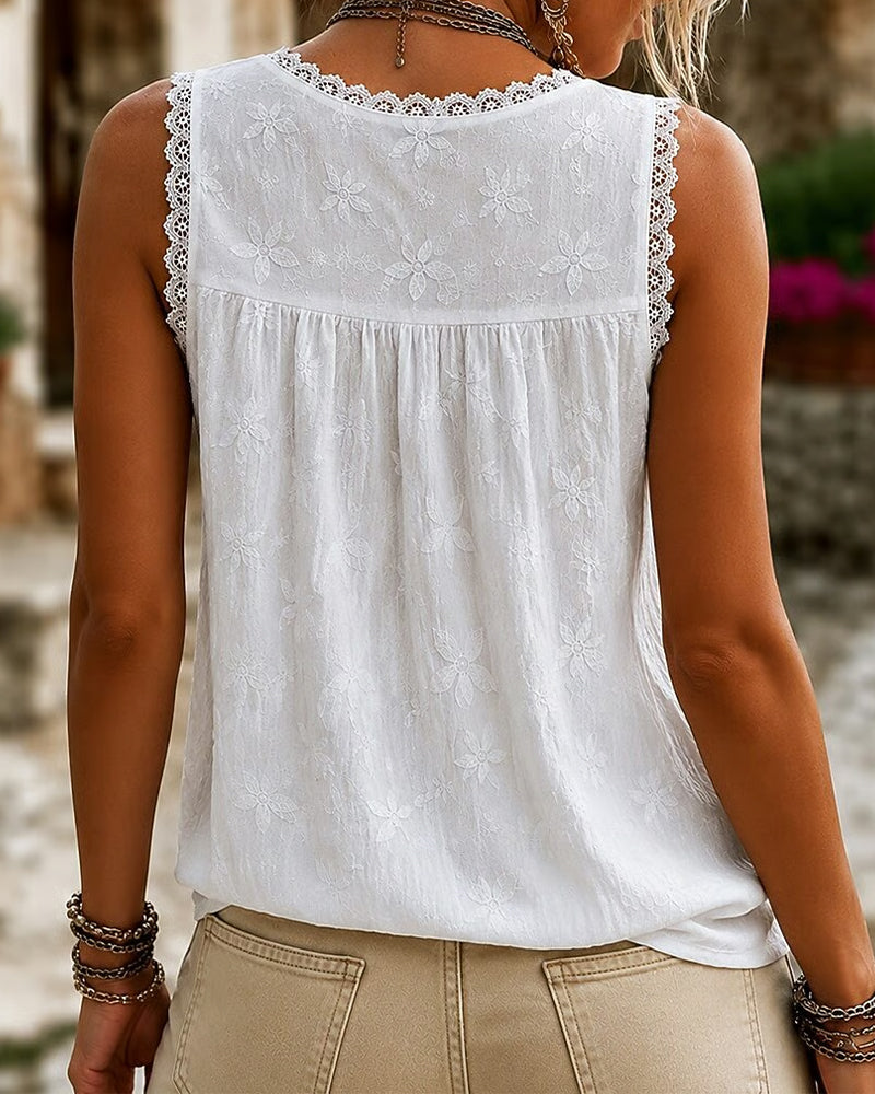 Tanktop V-Hals Enfarvet Blonder