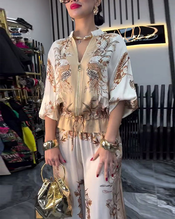 Bredbenet Jakkesæt Temperament Stående Krave Lynlås