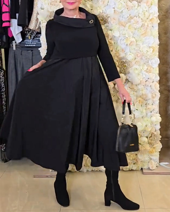 Kjole Fashionable Street Ensfarvet A-linje