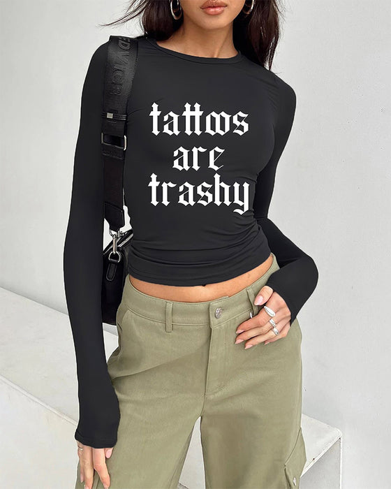 T-Shirt Tætsiddende Langærmet