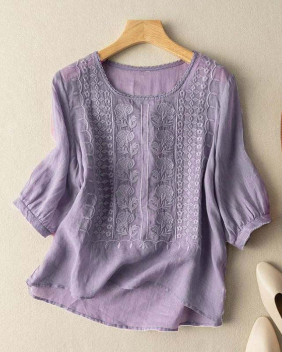 T-Shirt Retro Åndbar Rund Hals