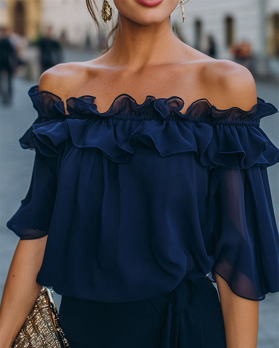 Bluse Elegant Off-Shoulder Flæse