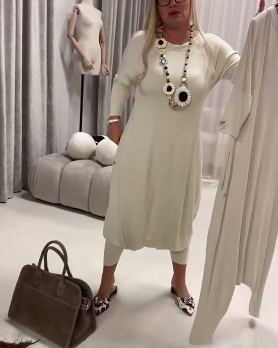 Jumpsuit Ensfarvet Langærmet Afslappet