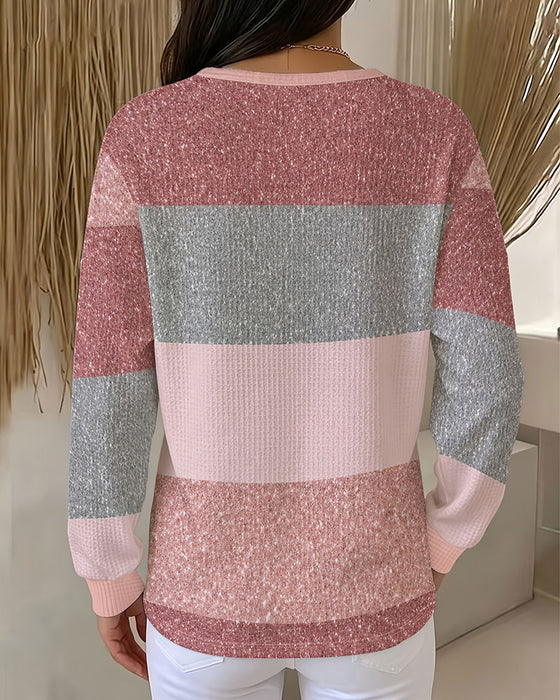 Sweatshirt Knap Rund Hals Farveblok