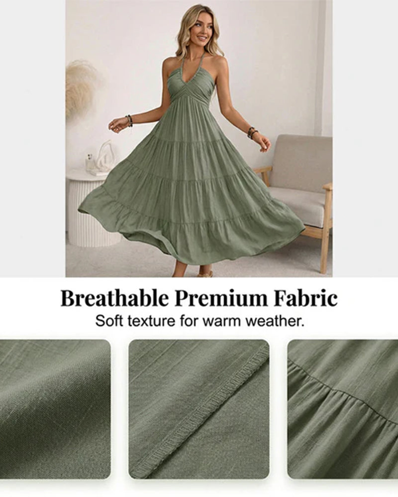 Kjole Halsstrop Bandeau Flerlags Rynke