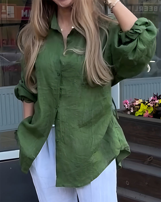 Bluse Elastisk Talje Lanterne Ærme