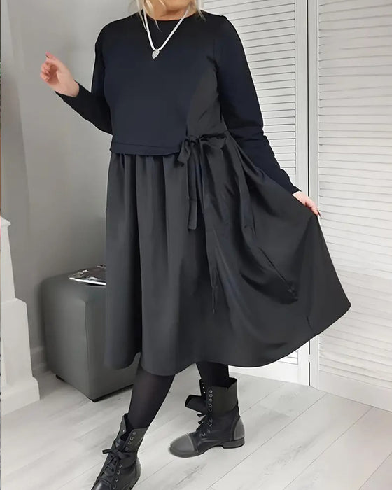 Kjole Strikket Patchwork Sidestrik