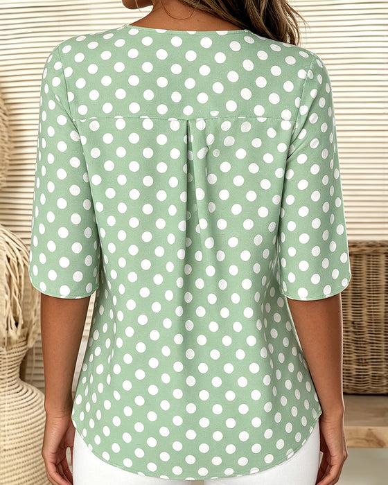 Bluse Prikket Ruffle V-Hals