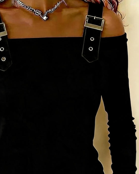 Top Lang Ærme Off-Shoulder Kamisol