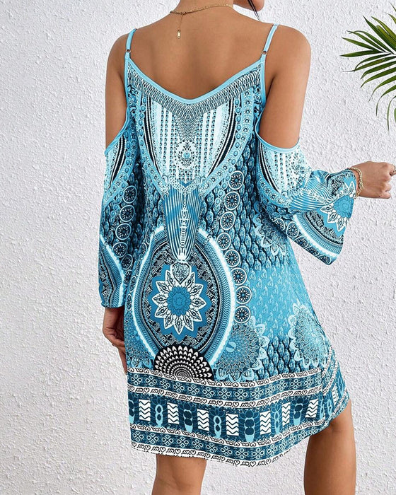 Kjole Strapless Off-the-shoulder Trykt Shift