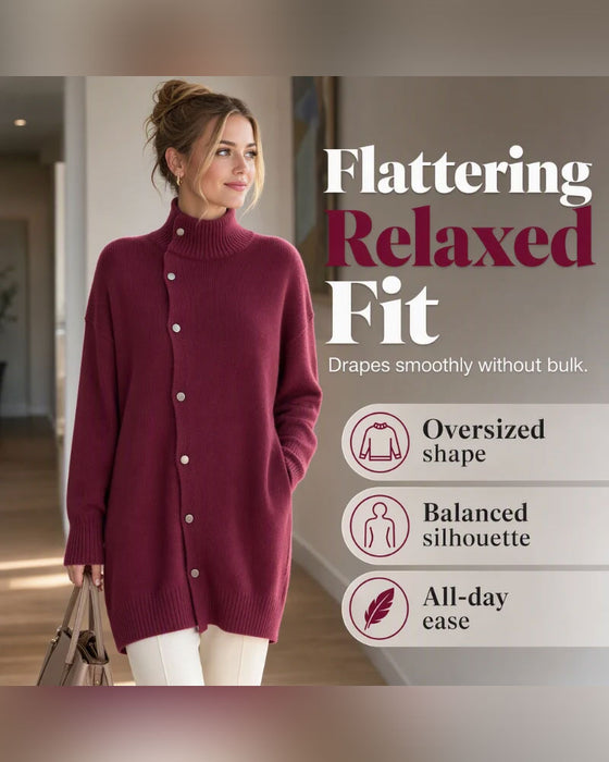 Cardigan Turtleneck Enkelt Knappet