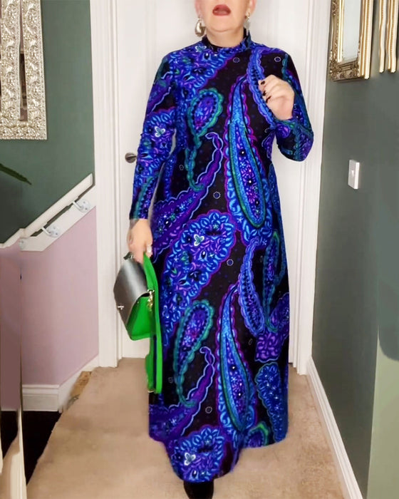 Elegant kjole med Paisley-print