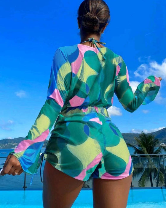 Badedragt Overtræk Trykt Bikini Tredelt