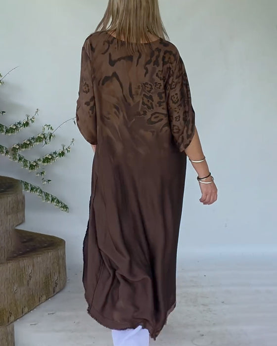 Bluse Med Leopardprint Ombré Lang