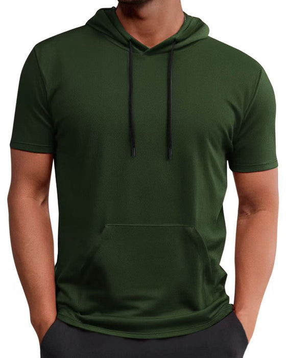 T-Shirt Hætte Hurtig Tør Kort Ærme