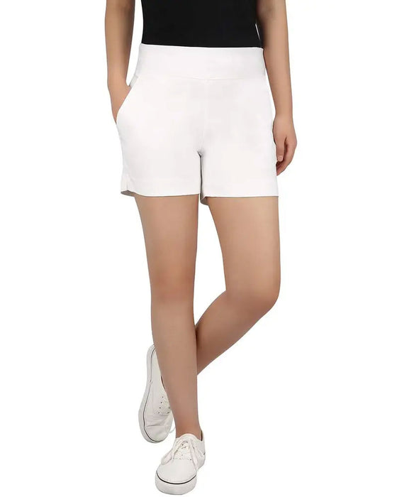 Ensfarvede Shorts Mellem Talje