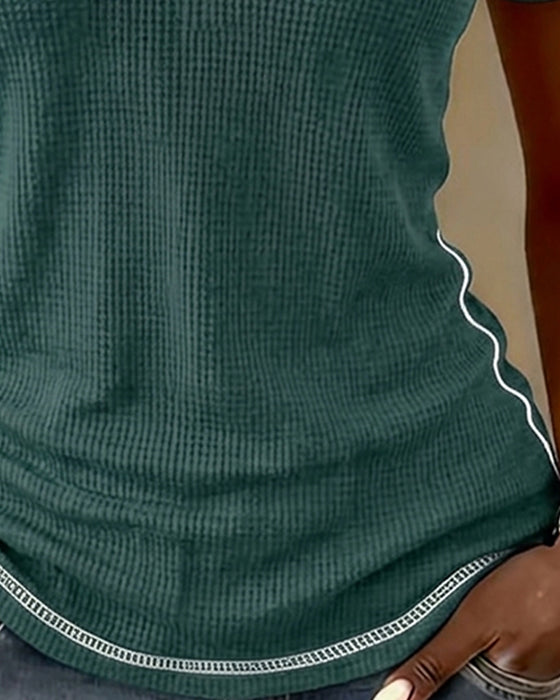 T-Shirt Vævning Waffle Henley