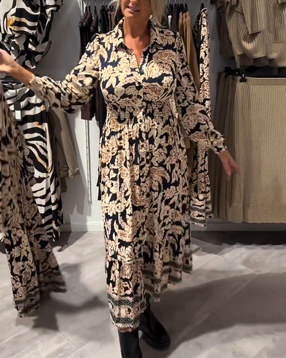 Modekjole Med Reverskrave Og Print