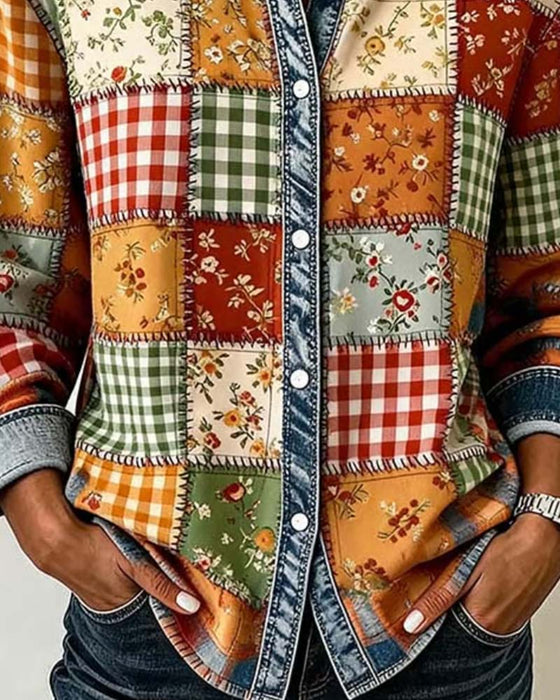Top Kraveternet Denim Patchwork