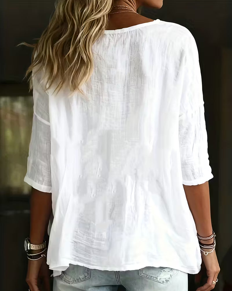 Top Rund-hals Løv-siddende Ensfarved