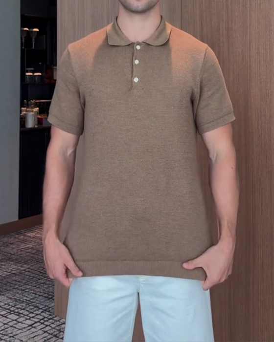 Herre-T-Shirt Med Løs Pasform – Afslappet Polokrave