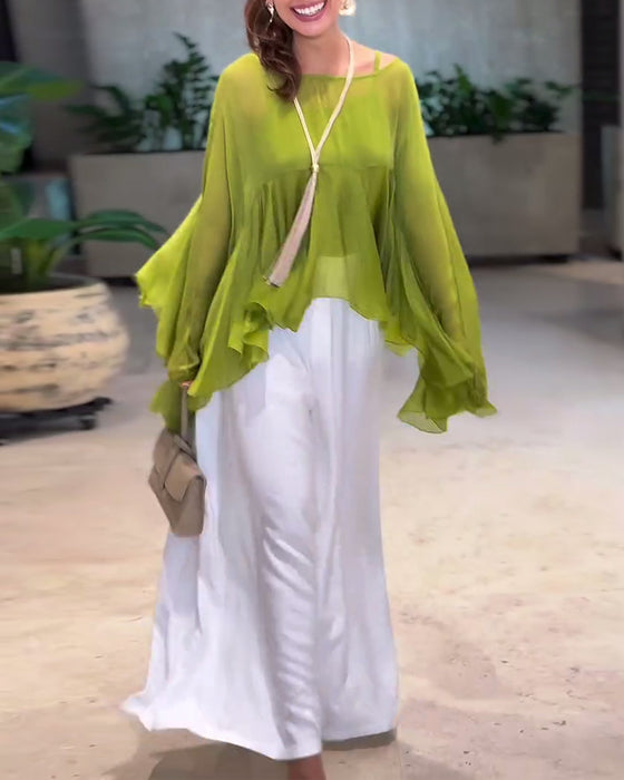 Bluse Med Elegant Ensfarvet Look