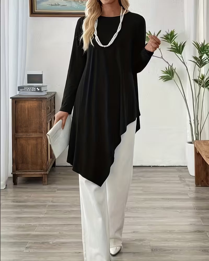 Top Asymmetrisk Midjelang Ensfarvet