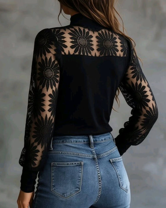 Top Solsikke Blonde Paneleret Turtleneck