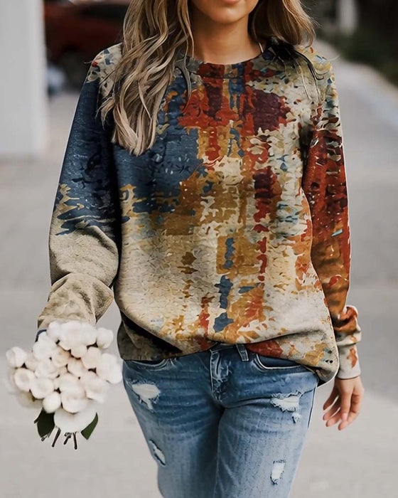 Top Vintage Trykt Afslappet