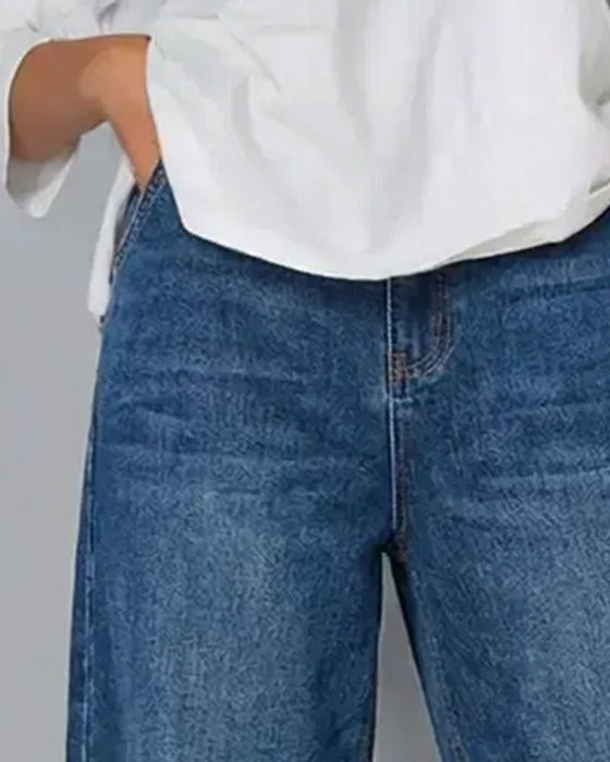 Bukser Denim Patchwork Casual