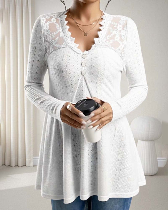 Top Blonder V-hals Knapning