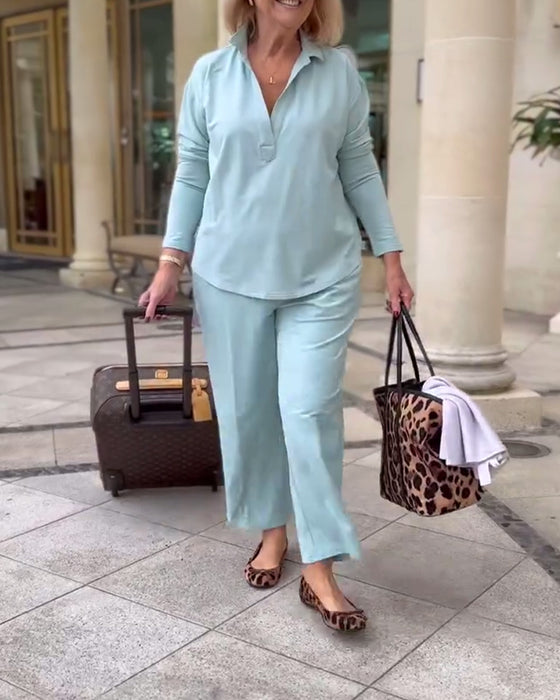 Sportsbluse Med Lange Ærmer Og Krave