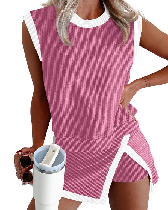 Sæt Stribet Delt Beskyttende Tanktop