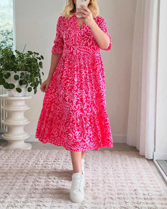 Kjole Blomster Kortærmet Løs