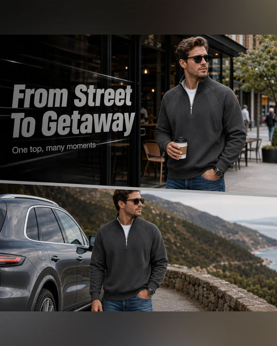 Sweatshirt Halv Zip Ståkrave