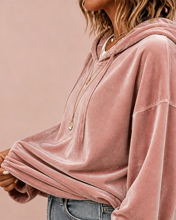 Hoodie Ensfarvet Langærmet