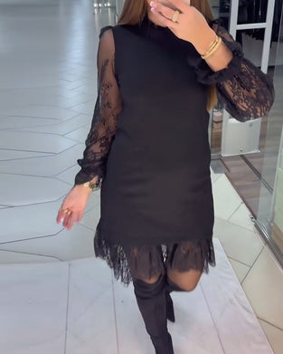 Blonde Kantet Patchwork Kjole