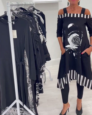 Kjole Off-Shoulder Uregelmæssig Løs Print