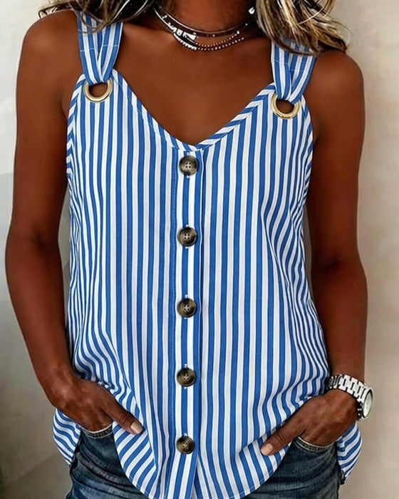 Cami Top Stroppet Metalring Stribet