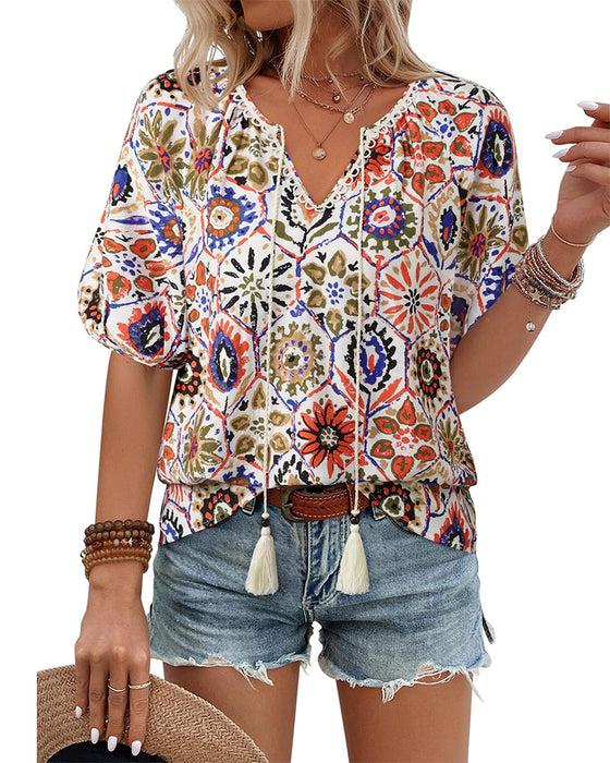 Bluse Bohemian Print Kvast